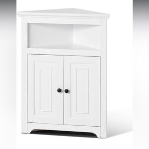 White Corner Cabinet with Double Doors
